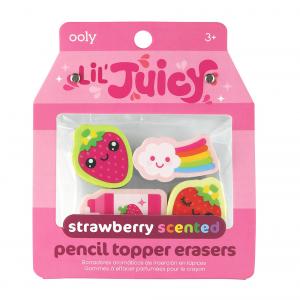 Goma borrar Lil Juicy strawberry blíster 4uds con olor a frutas y adaptable a lápiz