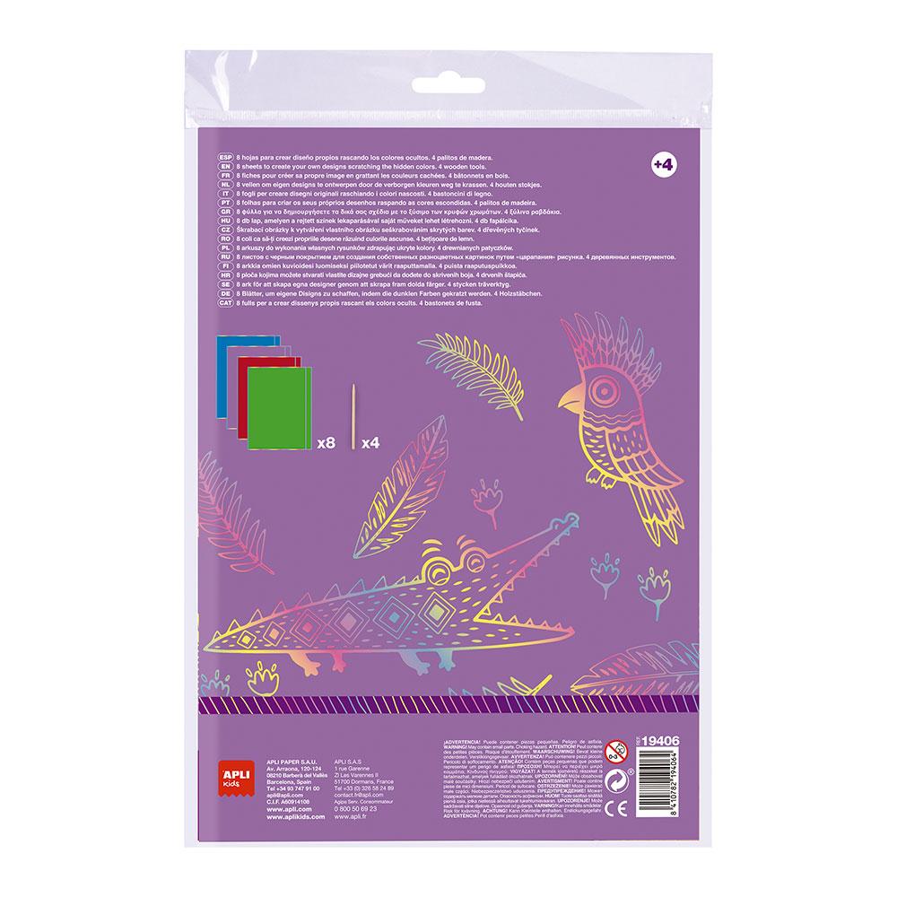 Láminas color rascar multicolor Magic Scratch blíster 8 unidades
