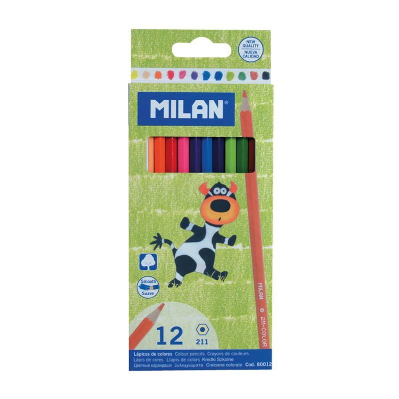 Caja 12 lápices de color. Milan