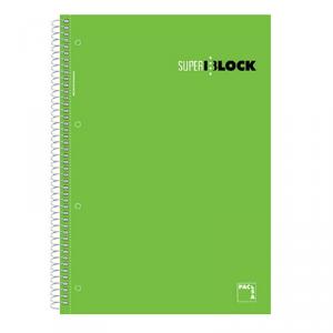 Cuaderno A4 Superblock microperforado  cuadrícula 5mm. Colores surtidos 160hj.
