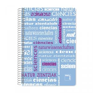 Cuaderno folio Plastipac PP Ciencias con cuadrícula 4mm 80hj.
