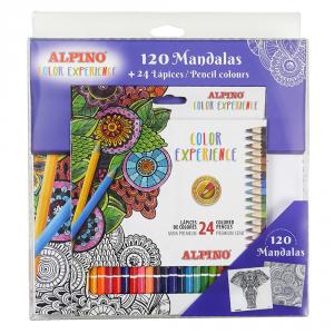 Set 24 lápices colores Alpino con libro 120 mandalas
