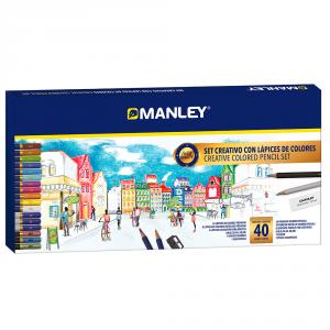 Set creativo lápices color 40 piezas Manley