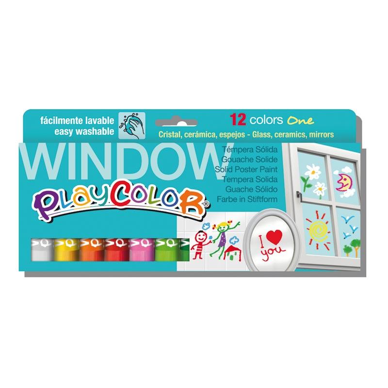 Témpera sólida para ventana 12 colores Playcolor Instant