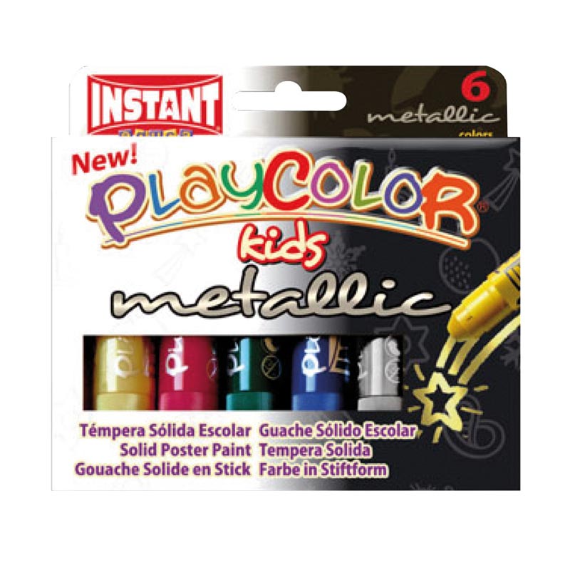 Témpera sólida 6 colores metalizados Playcolor Instant