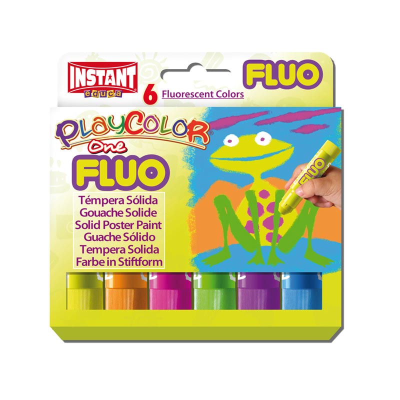 Témpera sólida 6 colores flúor Playcolor Instant