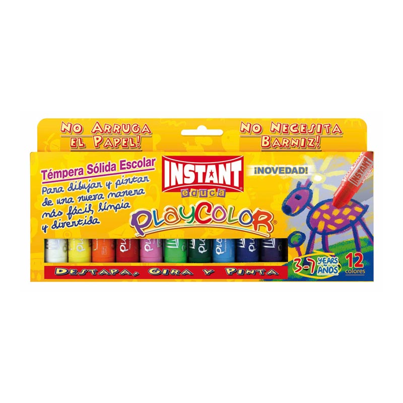 Témpera sólida 12 colores Playcolor Instant