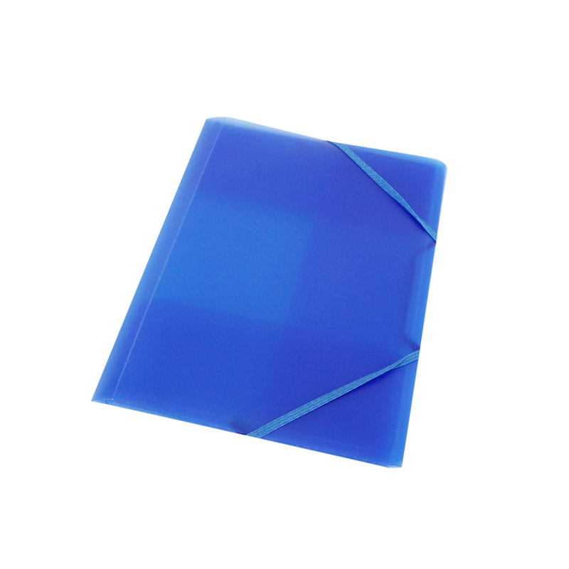 Carpeta de plástico tamaño cuarto con solapas azul flúo