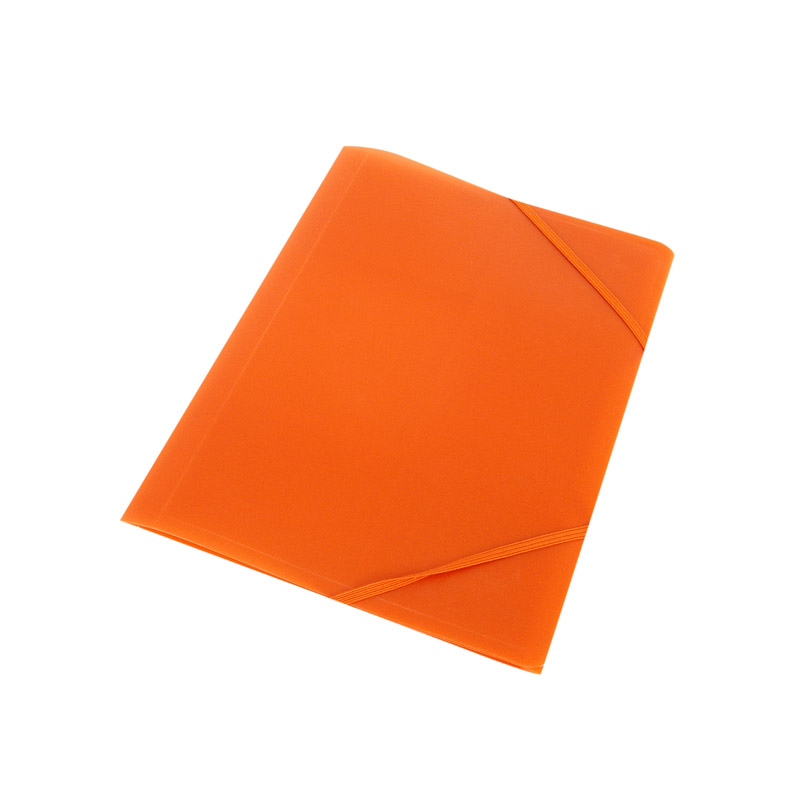 Carpeta de polipropileno tamaño cuarto con solapas naranja flúo
