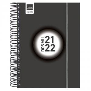 Agenda espiral Label E10 día página negro 2021/2022