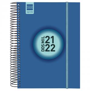 Agenda espiral Label E10 día página azul cobalto 2021/2022