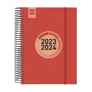 Agenda espiral Label E10 rojo día página 2023/2024
