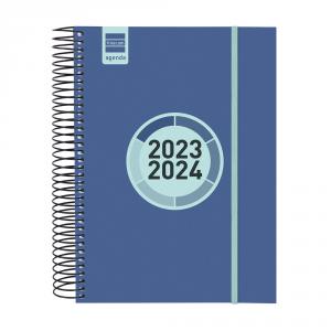 Agenda espiral label E10 azul cobalto día página 2023/2024