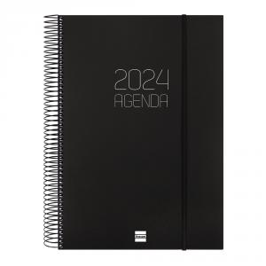 Agenda E40 Opaque día página 2024 negro espiral