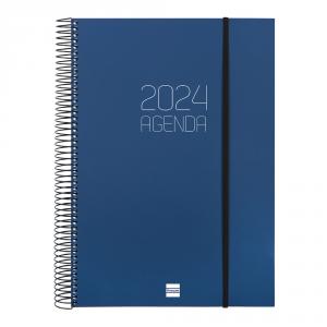 Agenda E40 Opaque día página 2024 azul espiral