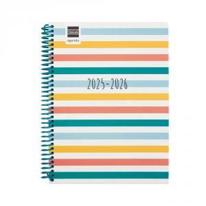 Agenda espiral cuarto 2025-26 Diva Colors semana vista horizontal 2025-2026