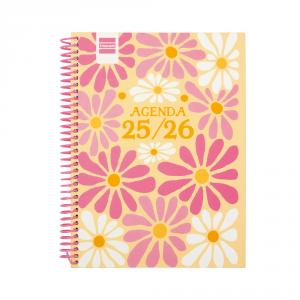 Agenda espiral cuarto 2025-26 Diva Spring semana vista horizontal 2025-2026