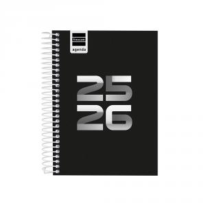 Agenda espiral octavo Cool negro 2025-2026 día página