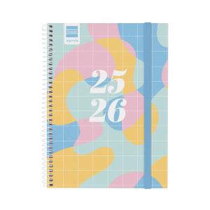 Agenda espiral cuarto secundaria Art 2025-2026 semana vista horizontal