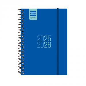 Agenda espiral E8 azul 2025-2026 semana vista horizontal