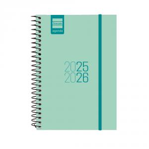 Agenda espiral E8 turquesa 2025-2026 semana vista horizontal