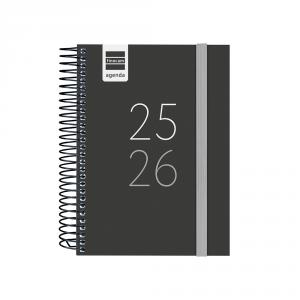 Agenda espiral octavo secundaria 2025-2026 negro día página