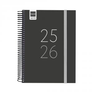 Agenda espiral cuarto secundaria negro 2025-2026 día página