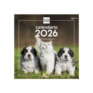 Calendario pared 30x30 perros y gatos 2026