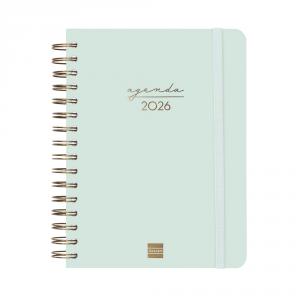 Agenda espiral Alma E10 menta 2026 día página