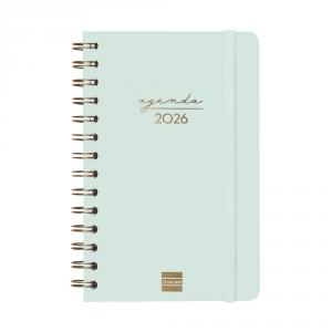 Agenda espiral Alma E5 menta 2026 semana vista horizontal