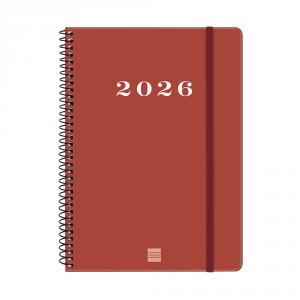 Agenda espiral My E10 rojo 2026 semana vista horizontal