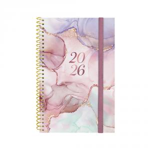 Agenda espiral Desgin E5 Goldy 2026 semana vista horizontal