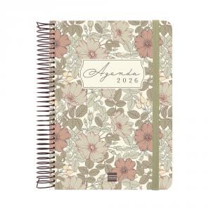 Agenda espiral Cloe E10 marrón 2026 día página