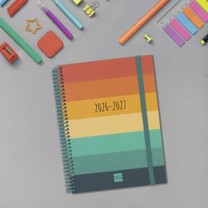 Agenda espiral cuarto Diva Colors semana vista horizontal 2026-2027