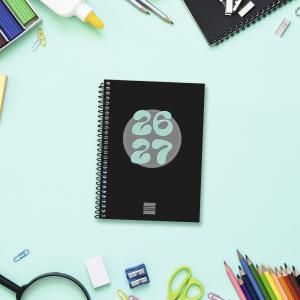 Agenda espiral octavo Cool negro semana vista horizontal 2026-2027