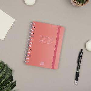 Agenda espiral octavo Cosmo Rojo semana vista horizontal 2026-2027
