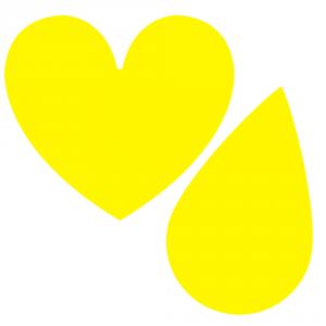 Rollo de gomets corazones y pétalos. Color amarillo