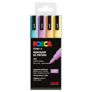 Rotulador Posca PC3M 4 colores pastel