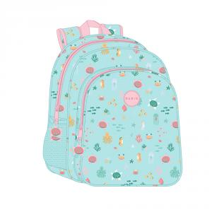 Mochila mundo marino rosa 32x12x38cm