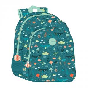 Mochila mundo marino verde 32x12x38cm