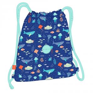 Bolsa saco mundo marino azul 26x34cm