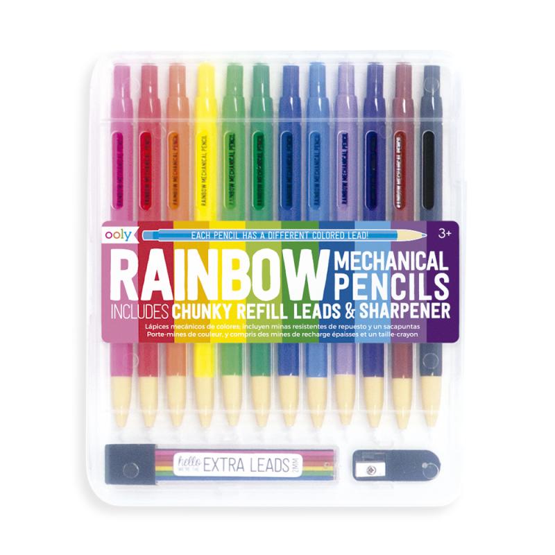 Lápiz color Rainbow Mechanical con recambios y afilalápiz (12 colores)