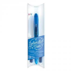Pluma Splendid Pen azul con 3 cartuchos